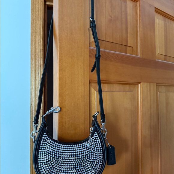 Black and Silver Studded Coach Bag - Picture 1 of 3